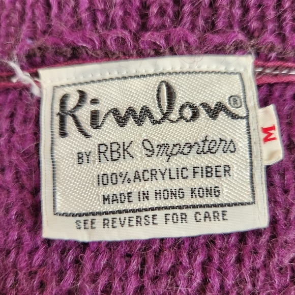 60s Purple RBK Importers CardiganSweater Coat Kimlon - Picture 14 of 14